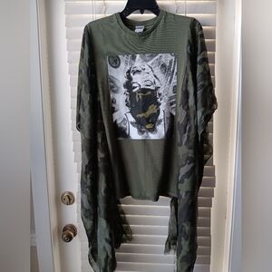 Upcycled Marilyn Monroe Camo Tshirt/Poncho